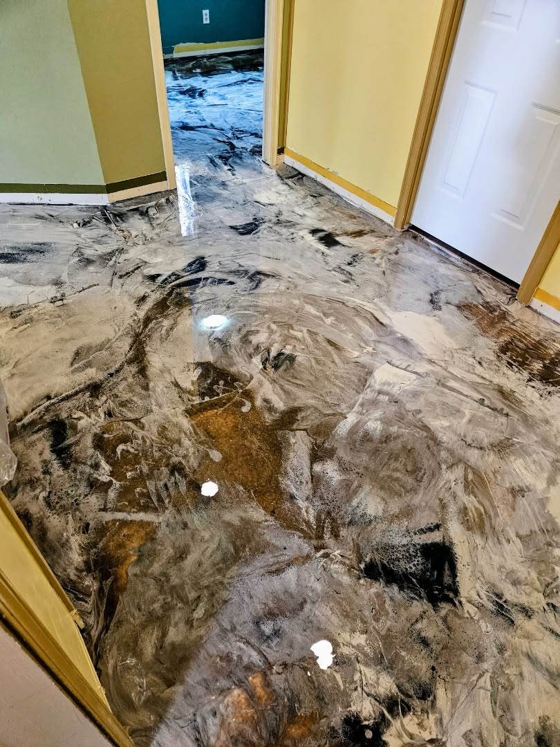 Finished metallic epoxy basement floor in the Comox Valley